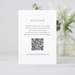 Timeless Classic QR Code Formal Wedding Enclosure Card