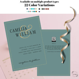 Timeless Classic Sage Green Gold Wedding Invitation