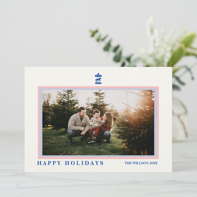 Timeless classic Script Family Photo Christmas Card (Standing Front)