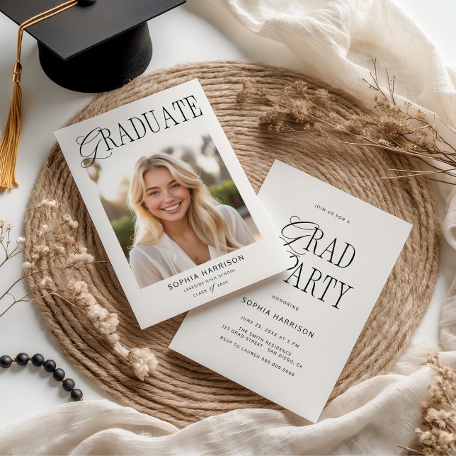 Timeless Classic Typography Photo Graduation Invitation (Creator Uploaded)
