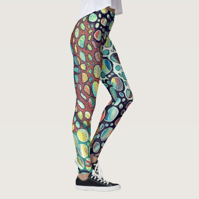 Timeless Colourful Pebbles Original Artwork Leggings (Right)