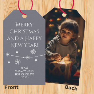 Timeless - Cool Grey Christmas Photo Gift Tags