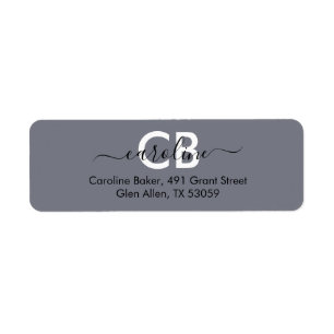 Timeless - Cool Grey Monogram Address Label