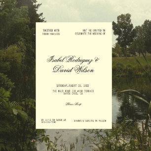 Timeless Cream Script Wedding Invitation
