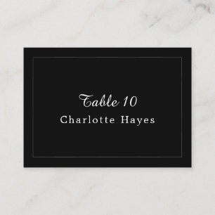 Timeless Dark Black Modern Minimalist Flat Wedding Place Card