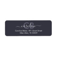 Timeless - Dark Bluish Grey Monogram Address Label