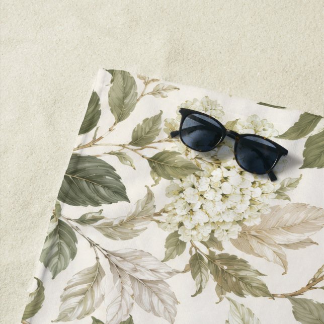 Timeless Delicate Botanical Elegance Beach Towel (In Situ)
