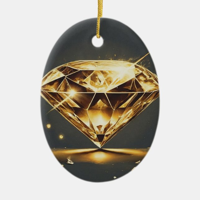 Timeless Diamond Gem Ceramic Tree Decoration (Front)