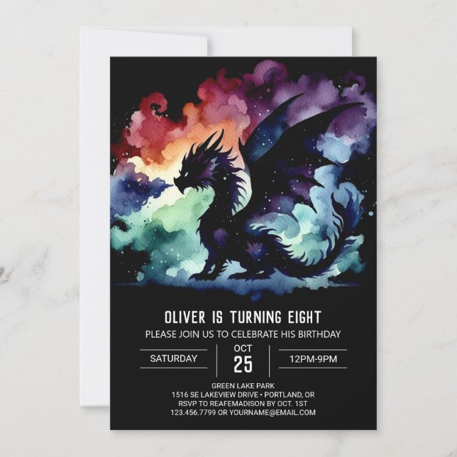 Timeless Dragon Birthday Editable Invitation (Front)