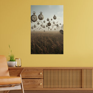 Timeless Drift – Surreal Pocket Watch Art Print