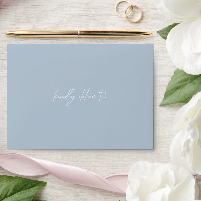 Timeless Dusty Blue Elegant Wedding Envelope (Wedding)