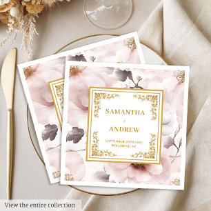 Timeless dusty pink ivory floral paper napkins