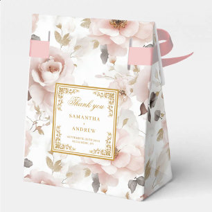 Timeless Dusty Pink Ivory Gold Wedding Thank You  Favour Box