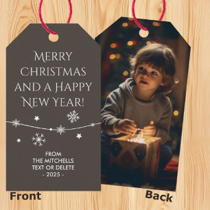 Timeless - Earthy Brown Christmas Photo Gift Tags