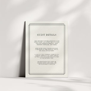 Timeless   Ecru Wedding Guest Details Card