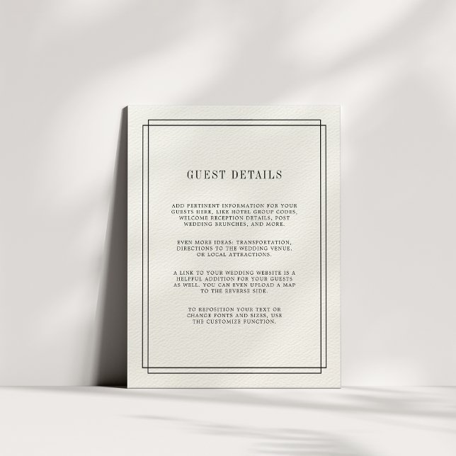 Timeless | Ecru Wedding Guest Details Card (Creator Uploaded)