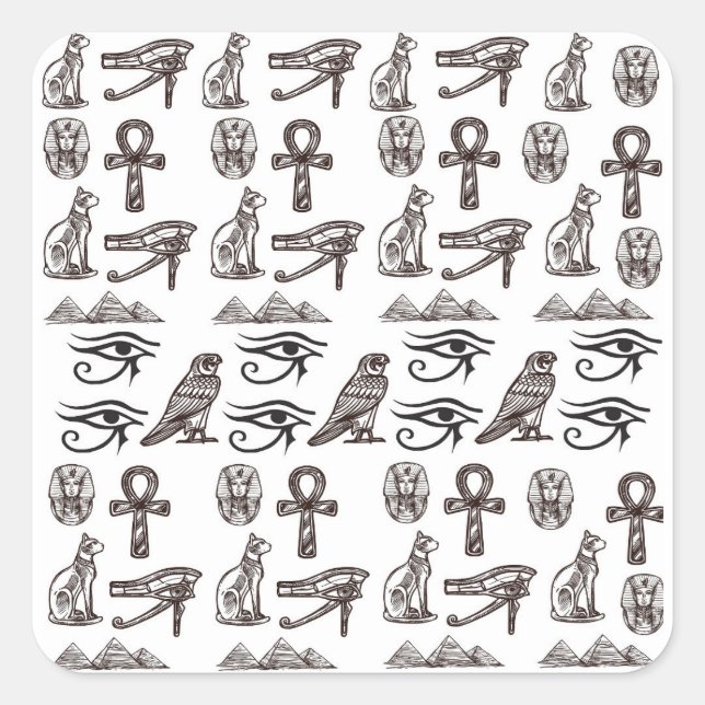 Timeless Egyptian Antiquities Digital Patterns Square Sticker (Front)