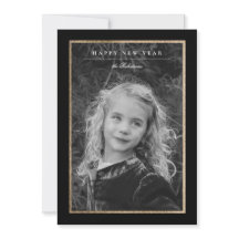 Timeless Elegance Black & Gold New Year Photo Card