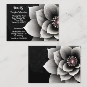 Timeless Elegance: Black & Silver Blossom Wedding  Enclosure Card
