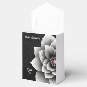 Timeless Elegance: Black & Silver Blossom Wedding  Favour Box