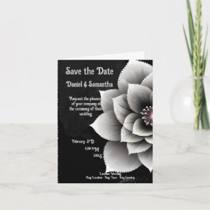 Timeless Elegance: Black & Silver Blossom Wedding Invitation