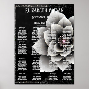 Timeless Elegance: Black & Silver Blossom Wedding  Poster