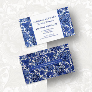 Timeless Elegance Blue and White Chintz Floral Business Card