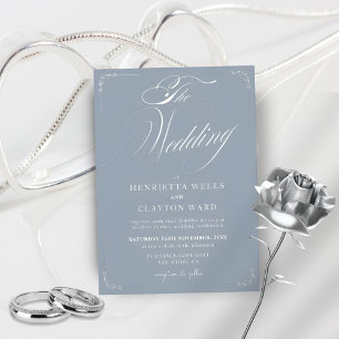 Timeless Elegance Dusty Blue Wedding  Invitation