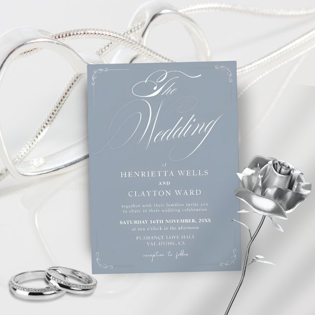 Timeless Elegance Dusty Blue Wedding  Invitation (Creator Uploaded)