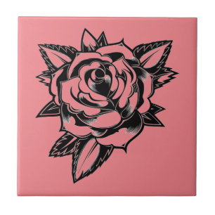 Timeless Elegance for Your Space Retro Rose Tattoo Tile