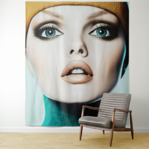 Timeless Elegance: Iconic 1960s Model Portrait Tapestry