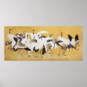 Timeless Elegance: Japanese Flock of Cranes  Poster
