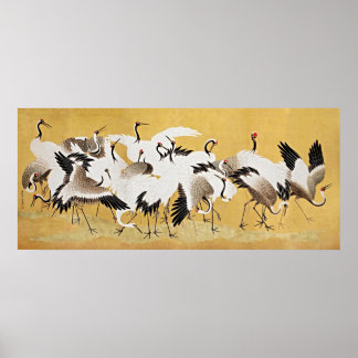 Timeless Elegance: Japanese Flock of Cranes  Poster