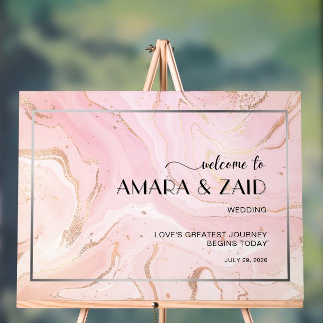 Timeless Elegance: Marble Wedding Acrylic Sign (Neutral)