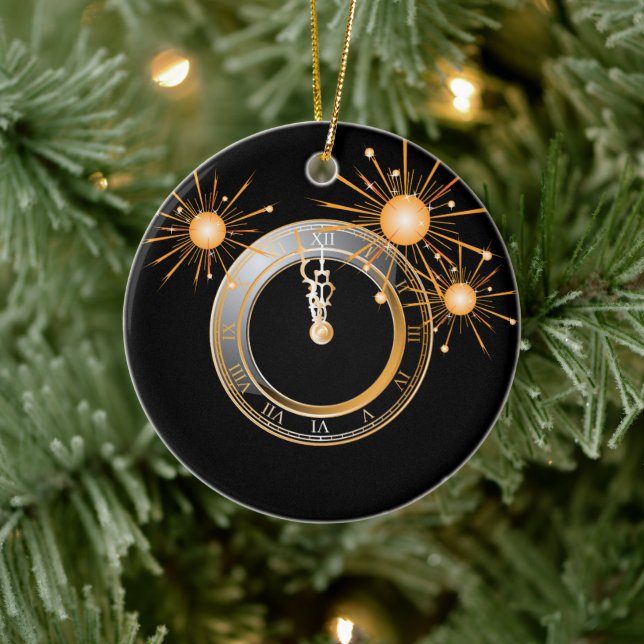 Timeless Elegance: New Year Clock Ceramic Tree Decoration (Tree)