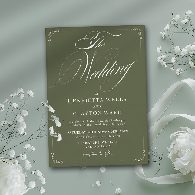 Timeless Elegance Olive Green Wedding  Invitation (Creator Uploaded)