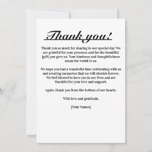 Timeless Elegance Thank You Card