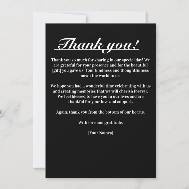Timeless Elegance Thank You Card (Front)