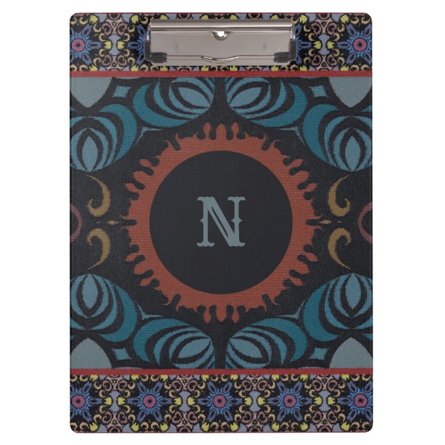 Timeless Elegance Traditional Fabric Monogram Clipboard (Front)