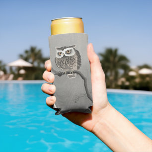 Timeless Elegance - Vintage Japanese Owl Art Seltzer Can Cooler