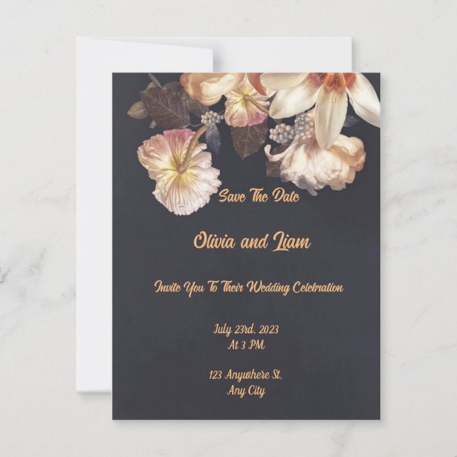 Timeless Elegance Wedding Flat Card (Front)