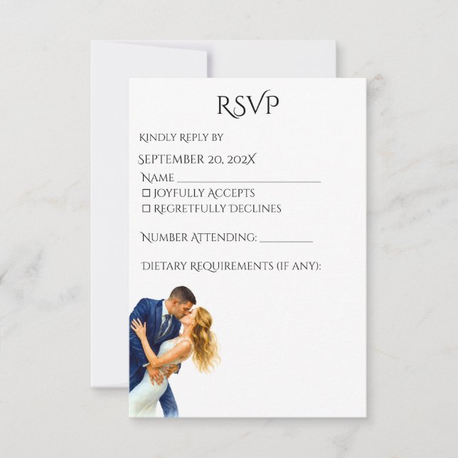 Timeless Elegance Wedding Golden Romance Couple RSVP Card (Front)