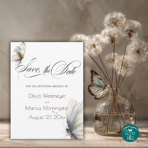 Timeless Elegant Abstract Ink Pastel Butterfl Invitation
