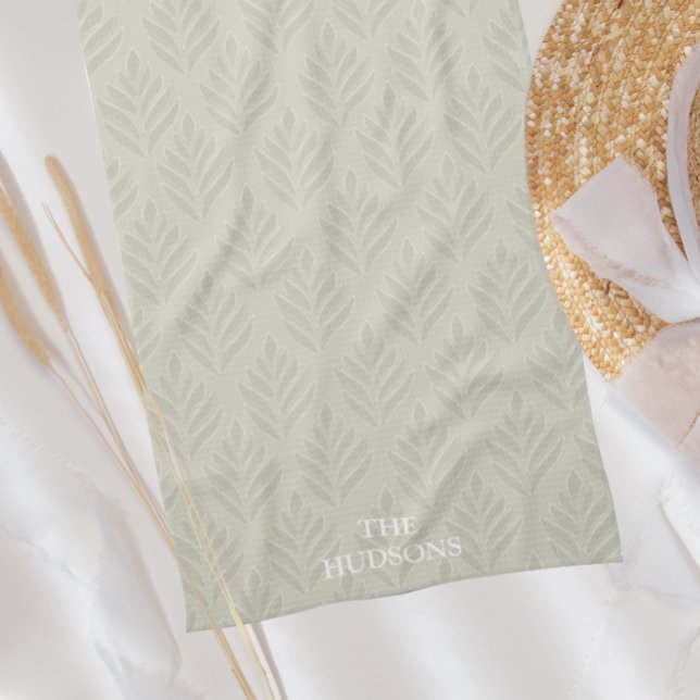 Timeless Elegant Olive Green Botanical Custom Tea Towel (Creator Uploaded)