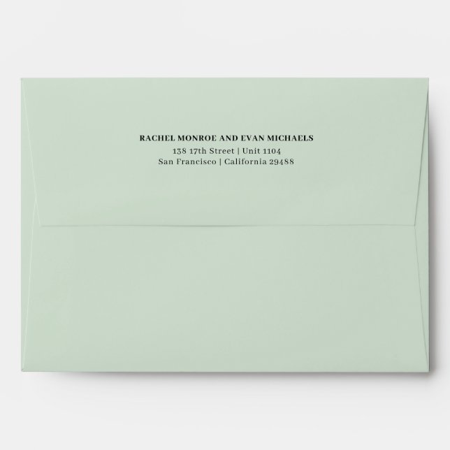 Timeless Elegant Pastel Green Return Address Envelope (Back (Top Flap))
