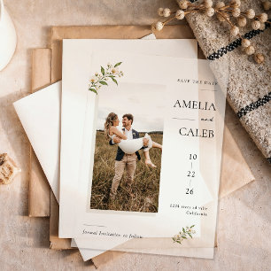 Timeless Elegant Photo Botanical Wedding Vellum Invitations