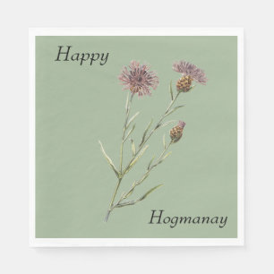 Timeless, Elegant Scottish Thistle Happy Hogmanay Napkin