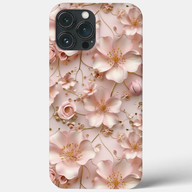Timeless  Elegant Soft Pink Floral Pattern Case-Mate iPhone Case (Back)