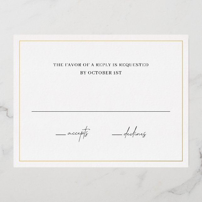 Timeless Elegant Wedding Foil RSVP Card (Front)