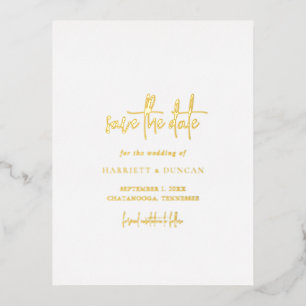 Timeless Elegant Wedding Save the Date Foil Invitation Postcard